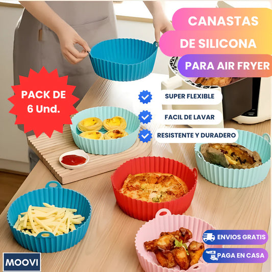 PACK DE 6 CANASTAS DE SILICONA PARA AIR FRYER