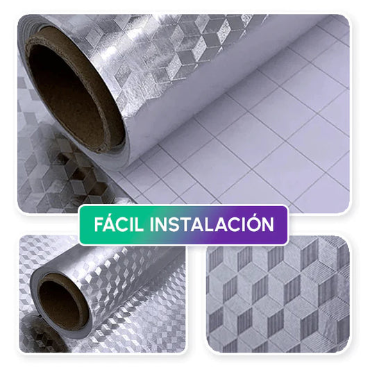 Papel Aluminio Adhesivo para Cocina | Impermeable, Antigrasa y Resistente al Calor